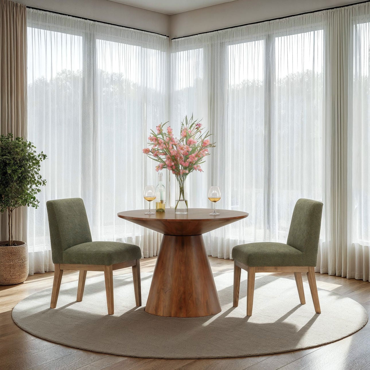 Medium Brown Mango Wood Table 52 in Wide