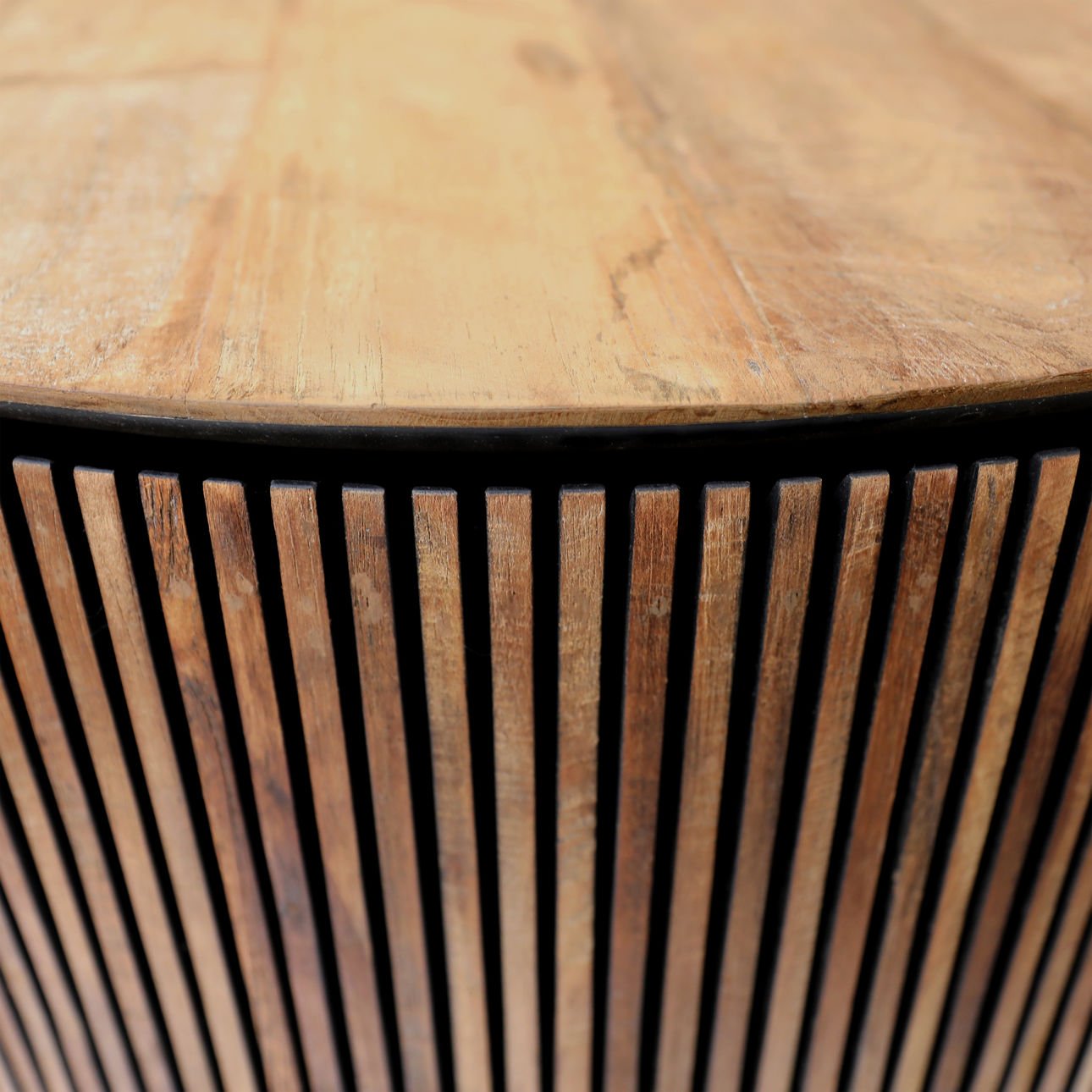 Natural and Black Teak Wood and Metal Table 39.5 in Wide