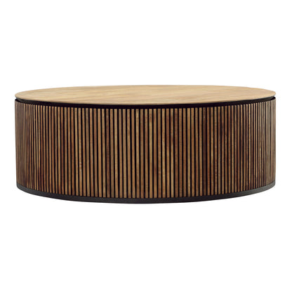 Natural and Black Teak Wood and Metal Table 39.5 in Wide