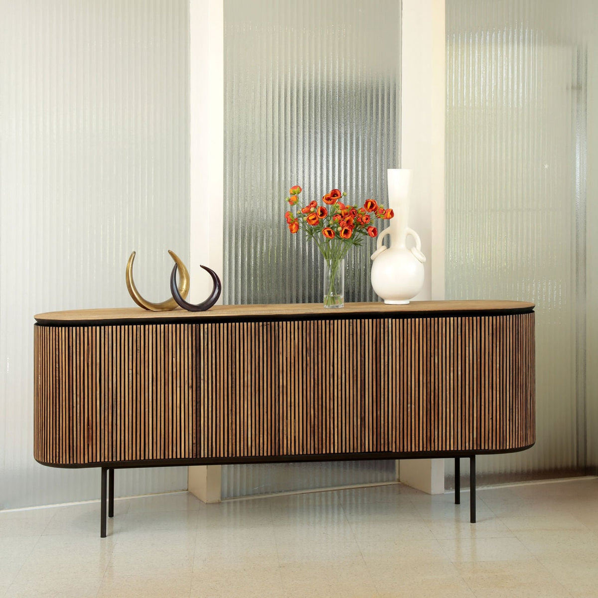 Signature Teak Wood and Metal Cabinet